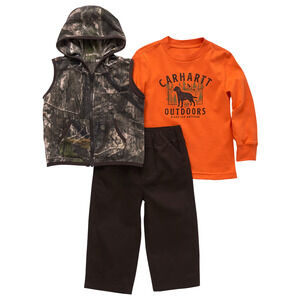Carhartt Long-Sleeve Shirt, Camo Vest, and Canvas Pants 3-Piece Set BabY Boys 6M